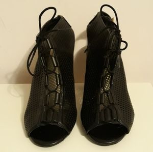 Lace up peep-toe heels